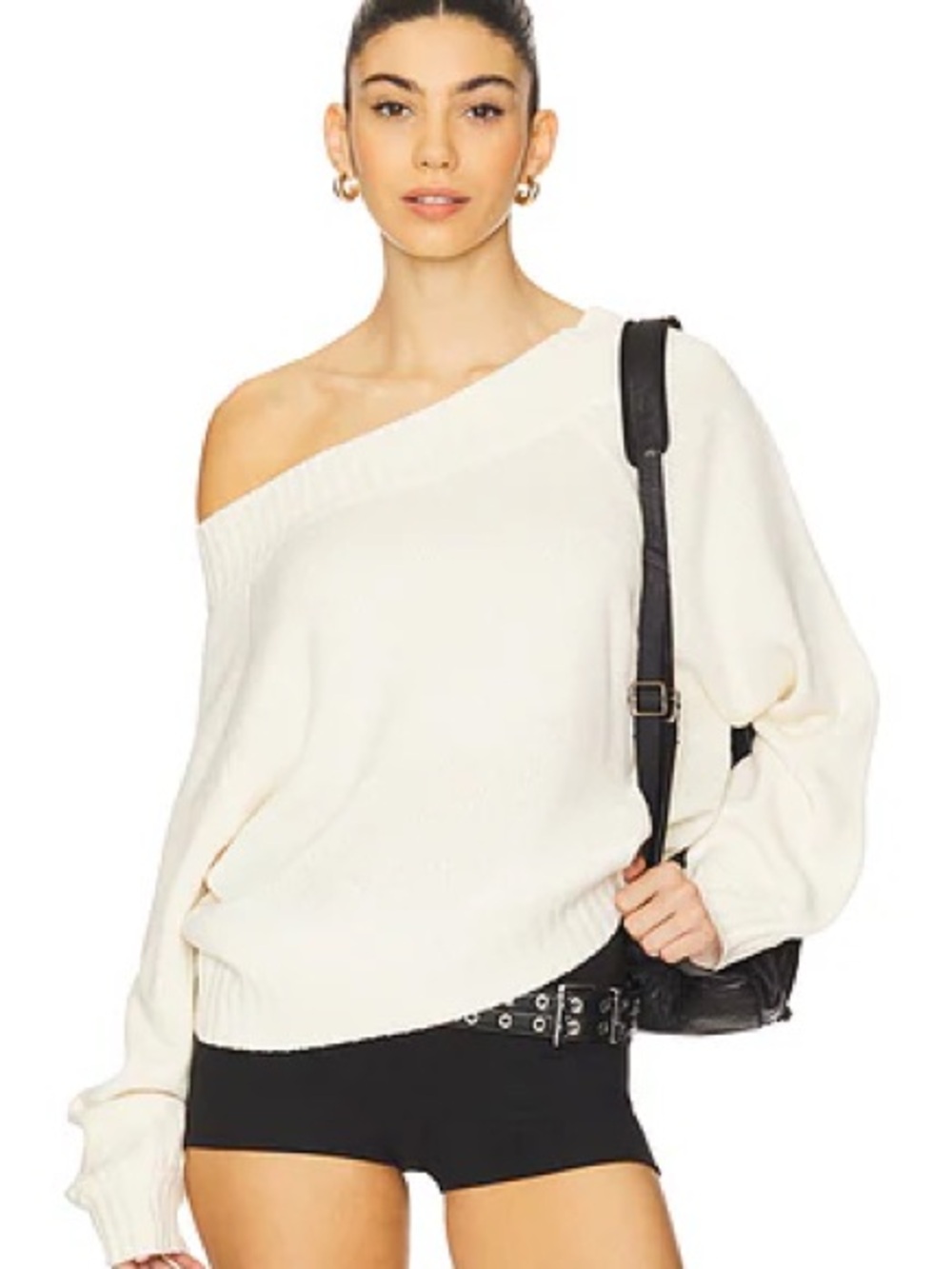 WeWoreWhat Off-Shoulder Cream Sweater